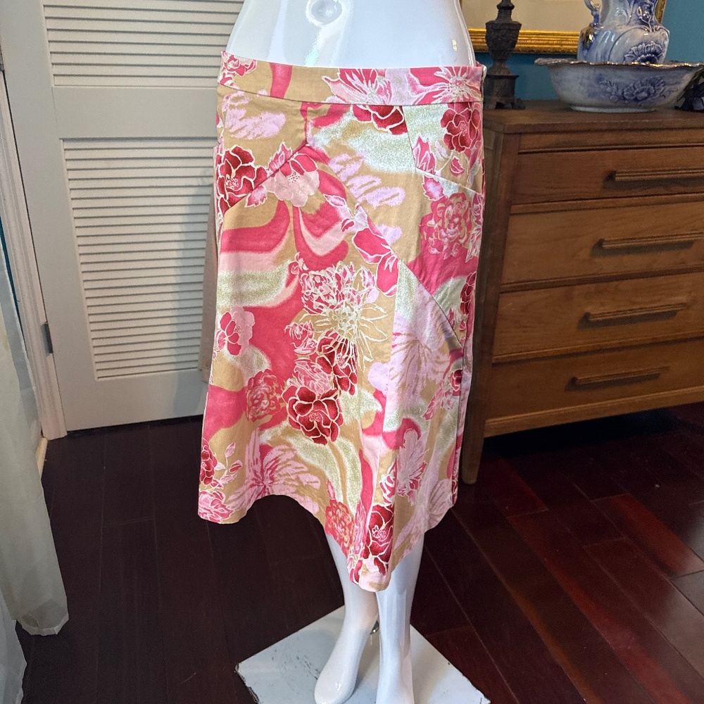 Express Pink and Beige Floral Skirt
